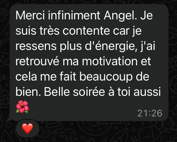 Capture d'un témoignage WhatsApp sur SLEEP CALM®